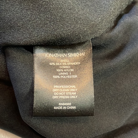 Jonathan Simkhai black silk faux wrap top with lace sleeves - Picture 10 of 12